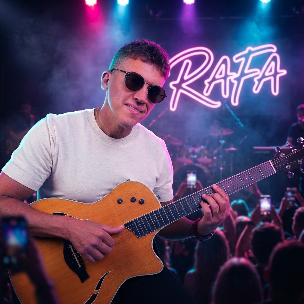Cantor em Brasília Rafael Lima tocando violão